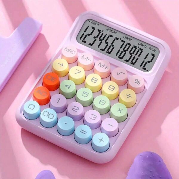 colorful mechanical keyboard calculator, big button lcd display, handheld (random color)cell operated - Image 4