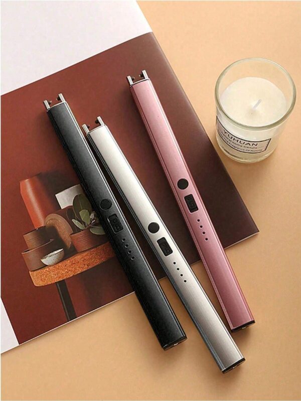 gas lighter  long with new slide out design  usb gas lighter rechargeable with led display, plasma arc lighter (random color) - Image 4