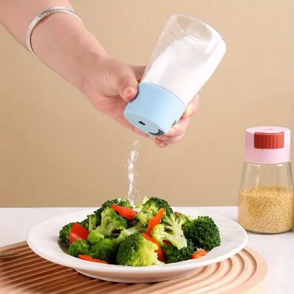 sealed seasoning quantitative bottle salt pepper condiment dispenser glass spice jar | salt control bottle press - 180ml (random color) - Image 10