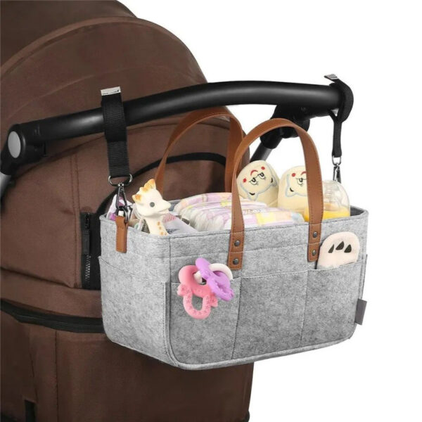 foldable travel felt storage bag baby diaper caddy organizer (random color) - Image 7