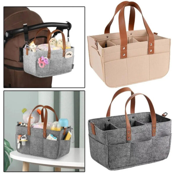 foldable travel felt storage bag baby diaper caddy organizer (random color) - Image 6