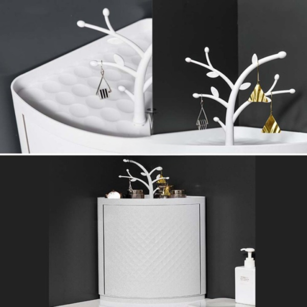360° rotatable corner bathroom storage organizer dustproof cosmetic cabinet(random color) - Image 8