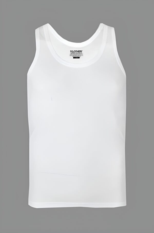 pack of 2 men under garment white banyan round neck sleeveless plain/solid undershirt/vest men's under vests - Image 7