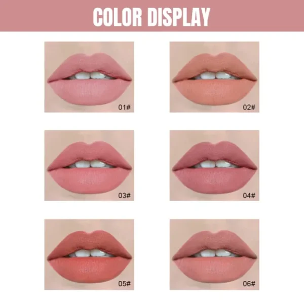 dragon ranee 6 pieces velvet matte pink lipstick set | long lasting makeup waterproof lip gloss for girls & womens - Image 3