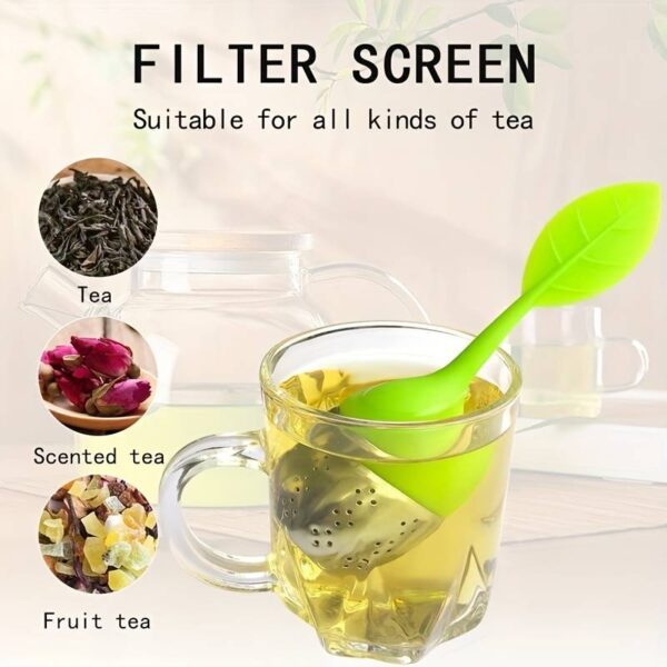 tea infuser, 2 in 1 silicone tea infuser, stainless steel silicone tea making tool, strainer drip tray included, loose tea steeper, best tea infuser for loose leaf or herbal tea (1 pc) (random colors) - Image 7