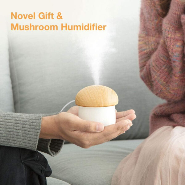 mushroom shape humidifier portable mini humidifier direct usb current aroma diffuser cool mist 300ml (with box) - Image 9