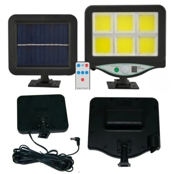 128 led solar wall light garden security lamp pir motion sensor ip65 with remote control outdoor solar panel lighting - Image 2