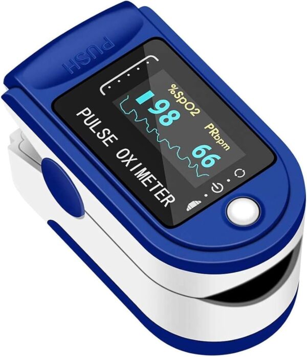 pulse oximeter fingertip monit blood oxygen saturation (spo2) and pulse rate monitors- portable single color led display [battery included]