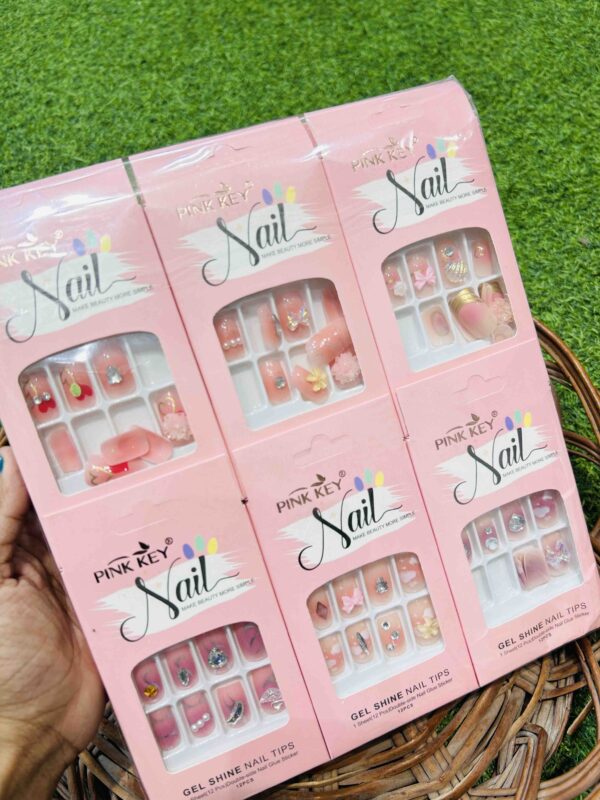 pink key stones work nails nails - party, wedding nails (random design & color) - Image 4