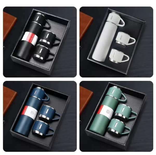 stainless steel vacuum flask set vacuum insulated bottle gift set office business style coffee mug thermos bottle portable flask 500ml (random color) - Image 4