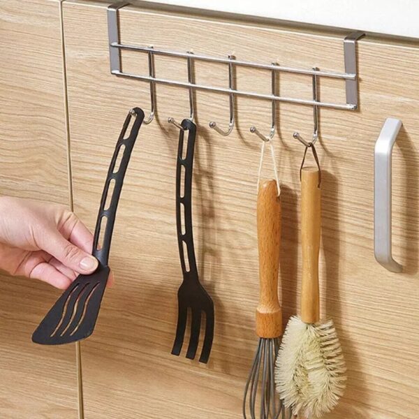 5 hooks over the door hanger / metal closet organizer door hangers for cloths / multipurpose hanging storage rack for kitchen, washroom, bedroom - Image 3