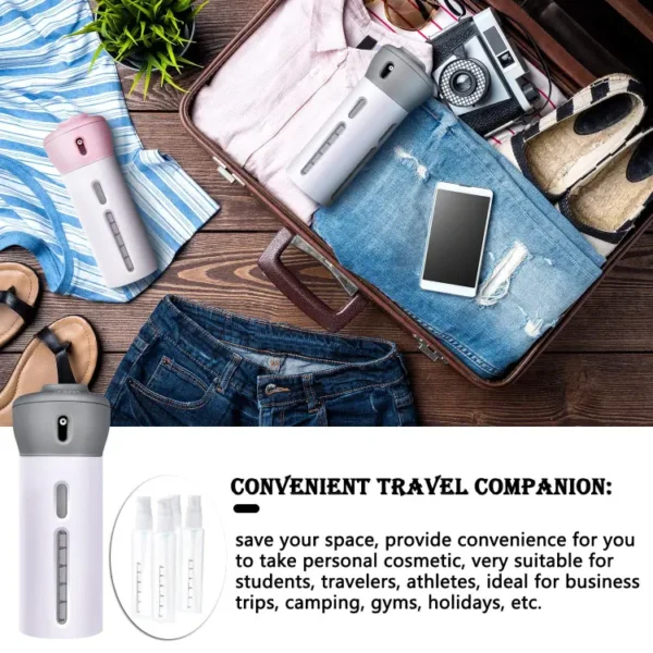 4 lotion bottles in 1 refillable travel dispenser bottle liquid lotion cream sun block sanitizor shampoo toiletries container travel bottle portable 4 bottle sets in 1 pump leakproof cosmetic travel bottle set - Image 3