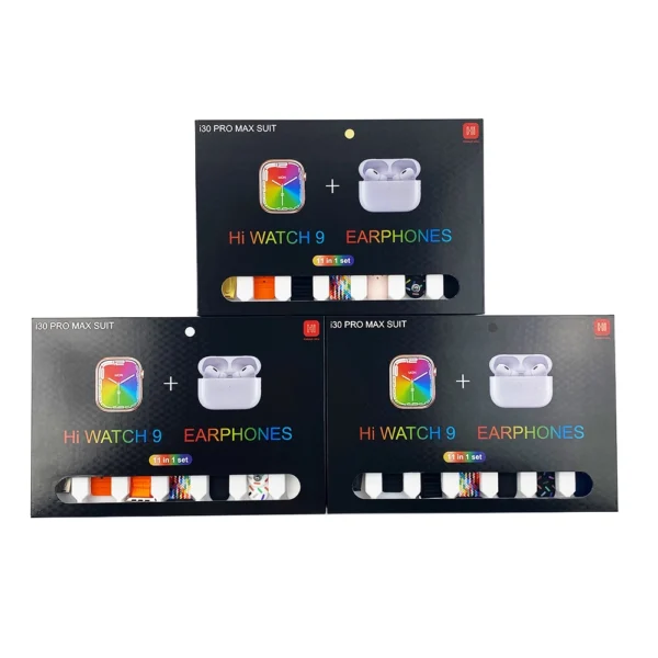i30 pro max suit smart watch with earbuds series 9 smart watch 11 in 1 (random color) - Image 4