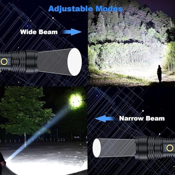 p 90 super light rechargeable flashlight high lumens, high power led flashlight, ym a72 p90 powerful with zoomable, waterproof, flashlight for camping, hiking, emergencies - Image 5