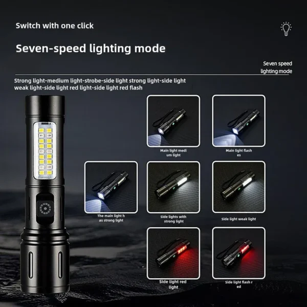 rechargeable white laser super battery aluminum led flashlight, body  tactical,long battery zoomable, light - Image 6