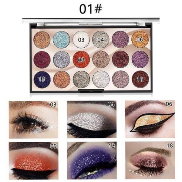 miss rose 18 colors sequins glitter powder high gloss pearly eye shadow palette - Image 3
