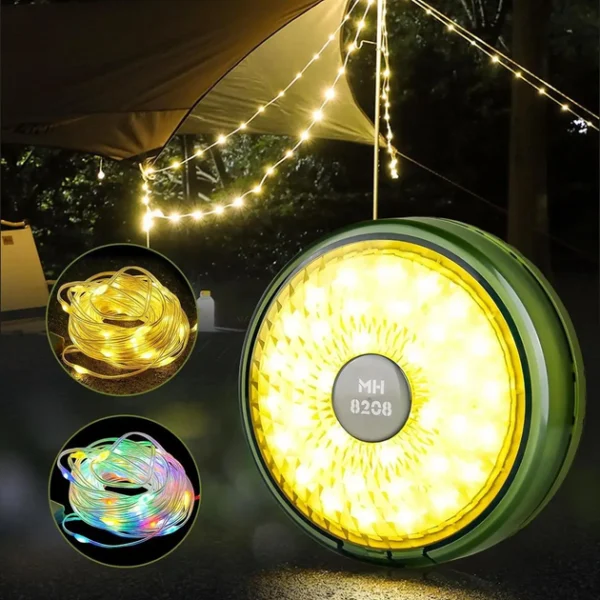 hanging lantern with garland, camping atmospheric garland, rechargeable led garland 9 m - Image 5