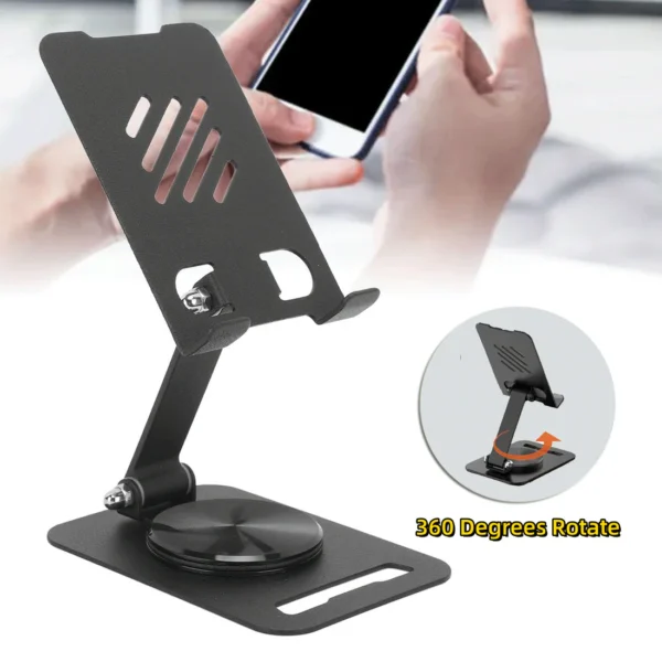 360-degree rotate metal desk mobile phone & tablet holder stand (random color) - Image 5