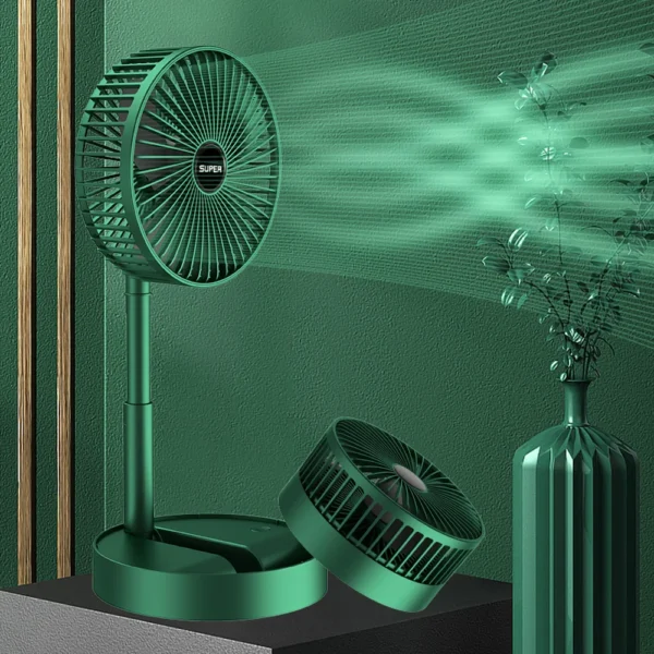 portable rechargeable telescopic folding fan | usb foldable | table desk fan | telescopic design floor | 3 speeds rechargeable, foldable, adjustable height fan(random color ) - Image 7