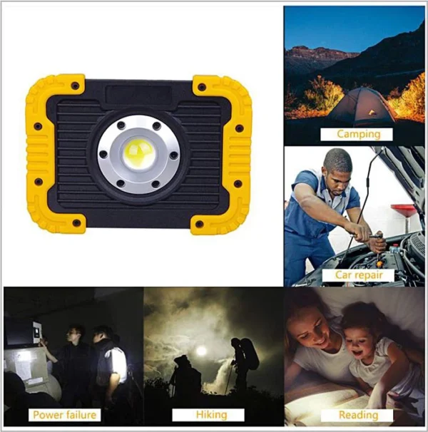 portable cob led floodlight usb charging rechargeable spot work outdoor camping lamp