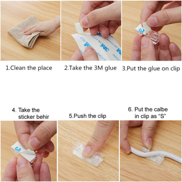 16 pcs - transparent self-adhesive wire / cable organizer clips buckle / holder - Image 5