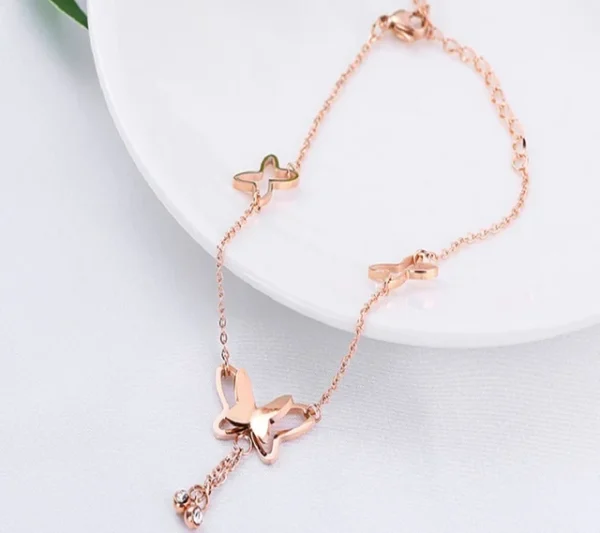 pack of 2 koren anklet or bracelet simple & beautiful butterfly | adjustable size | for girls, women - Image 3