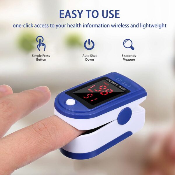 fingertip pulse oximeter blood oxygen saturation detector pulse rate monitor portable oximeter with fingertip puls rate monitor portable oximeter - Image 9