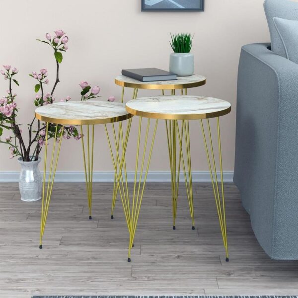 1 piece white coffee table metal legs coffee table  home essential - Image 3