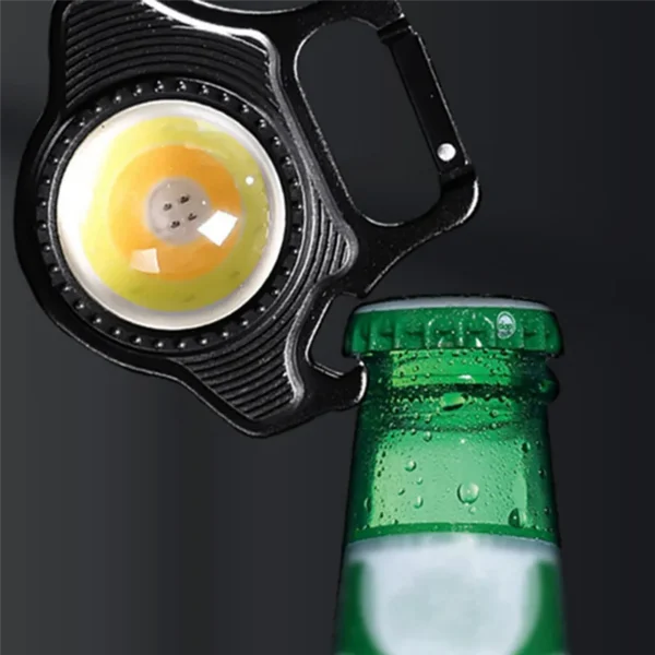 cob rechargeable keychain light with built-in battery, type-c charging, bottle opener, battery indicator, magnet & 6 lighting modes - Image 8