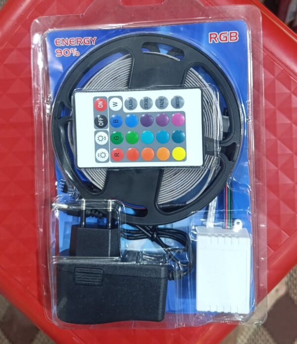 rgb led strip roll top quality with remote and 12v power supply - 7 ft - Image 2