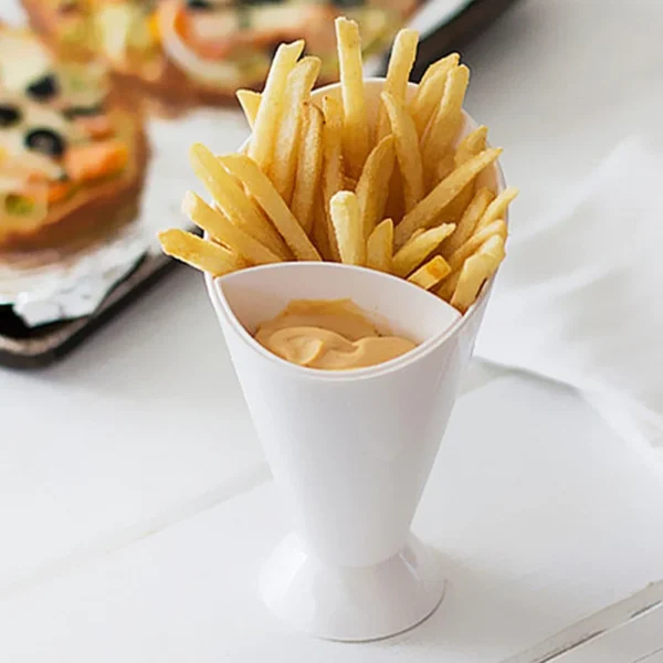 french fries cup potato fries holder with ketchup holder for sauce(random color ) - Image 5