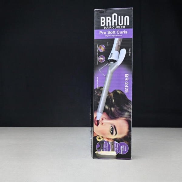 braun hair curler pro soft curls ceramic coating with 25mm barrel, rapid heating 200℃ in 30 sec, ptc heating body, 35 watt energy-efficient, 100-240v 50/60hz – model br-2425 - Image 5