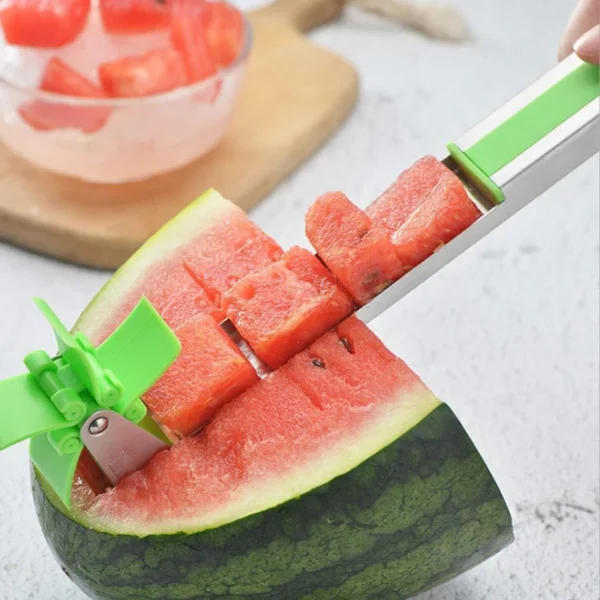 windmill watermelon cube cutter | watermelon slicer cutter, stainless steel watermelon cutter wheel fruit knife melon knife corer kitchen gadgets, practical tool for fruit vegetable salad - Image 3