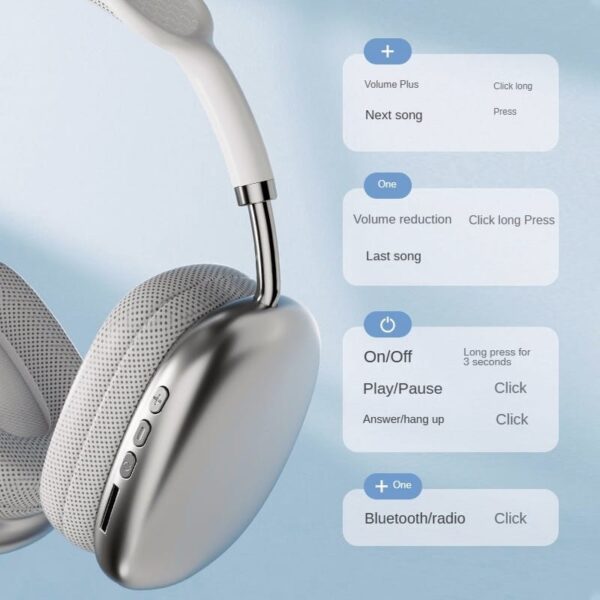 p9 wireless bluetooth headphones adjustable over-the-ear stereo headset | best quality wireless headphones (random color) - Image 5