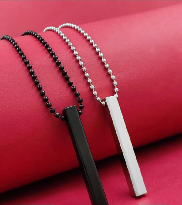boys bar necklace pack of 2  materials stainless steel - Image 3