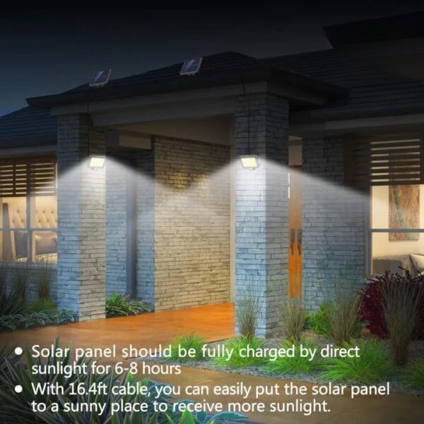 128 led solar wall light garden security lamp pir motion sensor ip65 with remote control outdoor solar panel lighting - Image 3