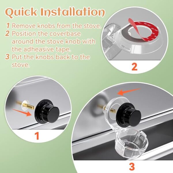 2 pc's stove knob lock baby safety stove gas knob covers & childproof oven lock, kitchen safety stove locks for babies & toddlers - Image 8