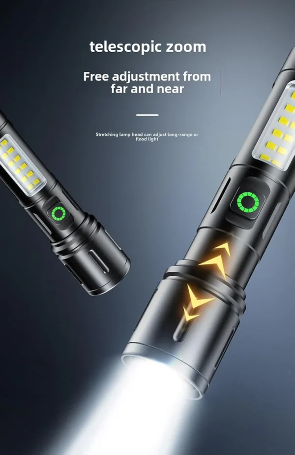 rechargeable white laser super battery aluminum led flashlight, body  tactical,long battery zoomable, light - Image 7