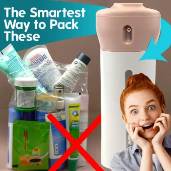 4 lotion bottles in 1 refillable travel dispenser bottle liquid lotion cream sun block sanitizor shampoo toiletries container travel bottle portable 4 bottle sets in 1 pump leakproof cosmetic travel bottle set - Image 4