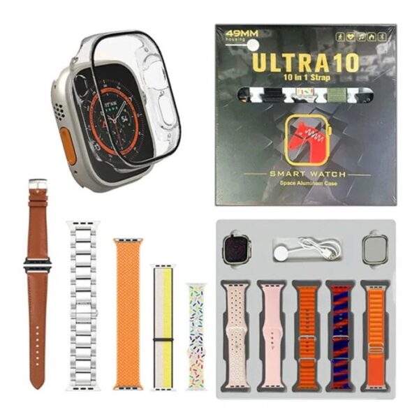 ultra smart watch | 10 in 1 straps  | super hd display | bt calling | wireless charging ( multi color straps) - Image 4