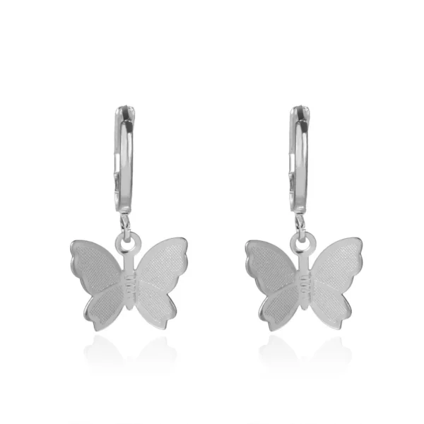 butterfly koren earrings | drop earrings simple butterfly shape pendant dangle hoop earring women girls - Image 5