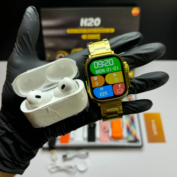 long battery h20 ultra smartwatch 10 in 1 + free airpods - Image 6