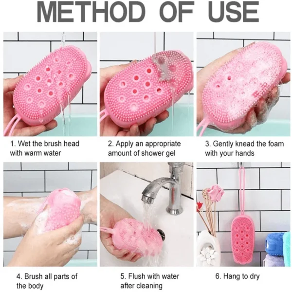 super soft silicon bubbles bath brush | body scrubber bath sponge exfoliating body brush (random color) - Image 12