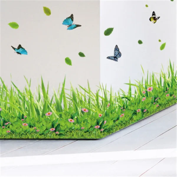 green grass flower wall stickers for kids room kindergarten butterfly leaves home decor waterproof mural self-adhesive (random design) - Image 4
