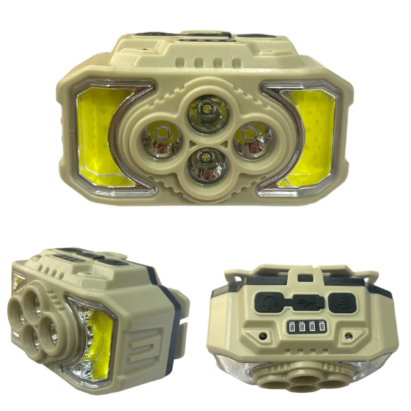 usb rechargeable led miner's headband flashlight lighted with sensor camping work light hx-815s / g75-040b5 - Image 9