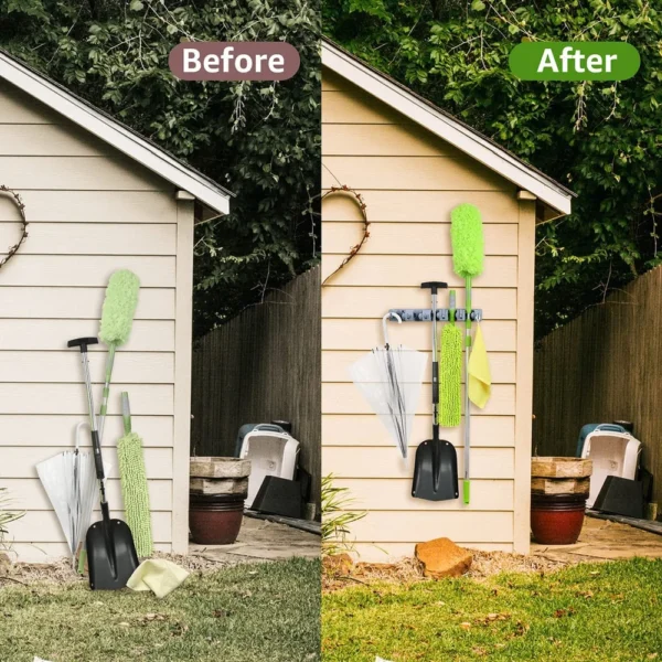 mop and broom holder wall mount | organizer for home garden garage and storage (random color) - Image 13