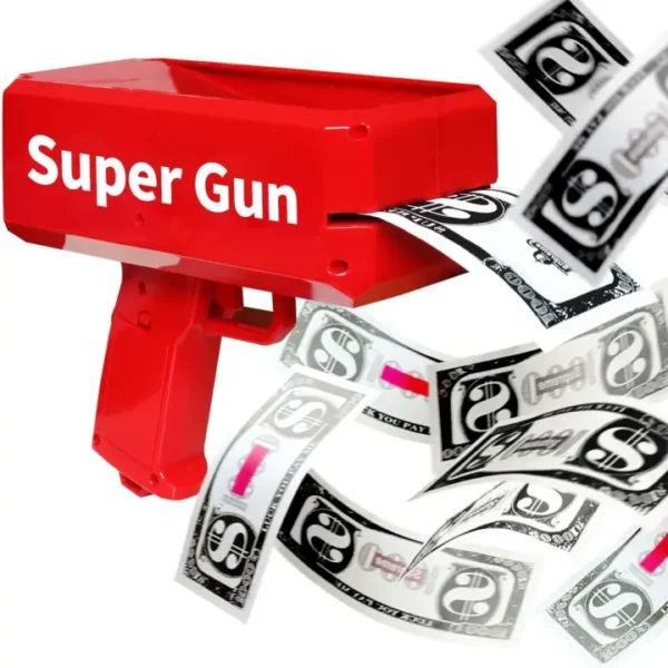 rain money gun_ paper playing spray money toy gun_, prop money gun(red color) - Image 2