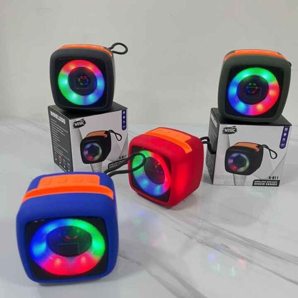 x-911 wireless portable rechargeable mini blutooth speaker with led lights and best for indoor, outdoors (random color)