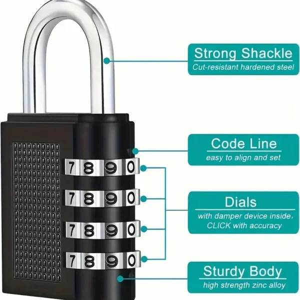 3 digit combination padlock for locker luggage suitcase travel bag (random color) - Image 8