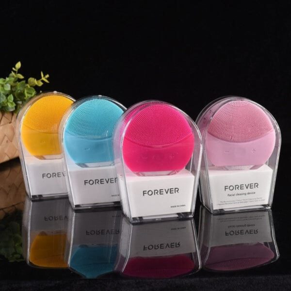 forever mini facial cleansing brush for all skin types |  face massager electric - all skin types ultra-hygienic skincare - simple face wash - silicone electric face cleanser (random color) - Image 2
